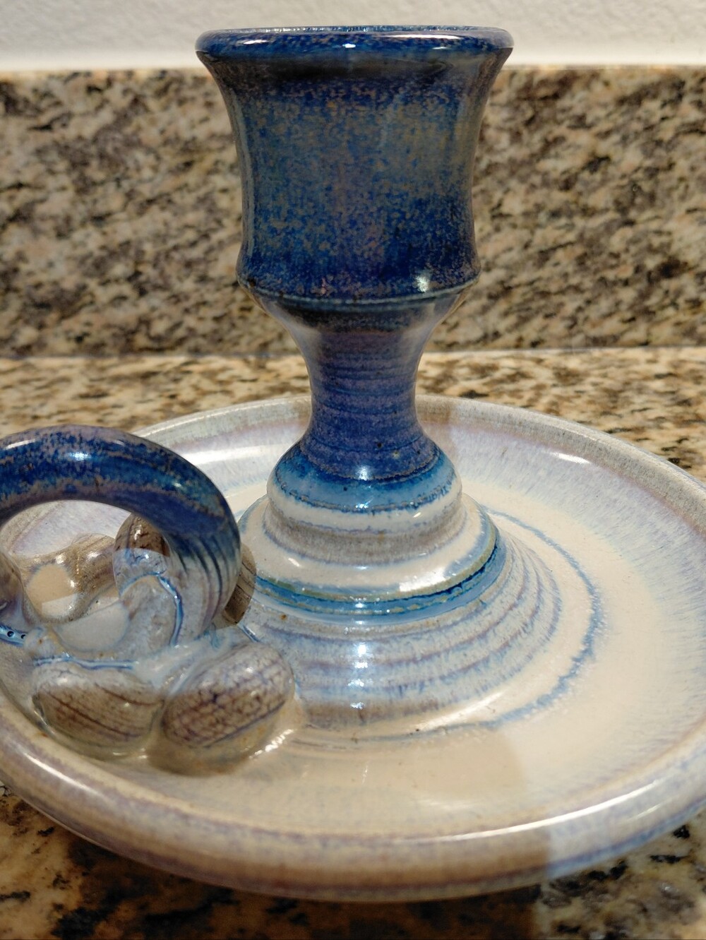 Studio Pottery Glazed Chamberstick Candle Holders Set Of 2 - Picture 4 of 6